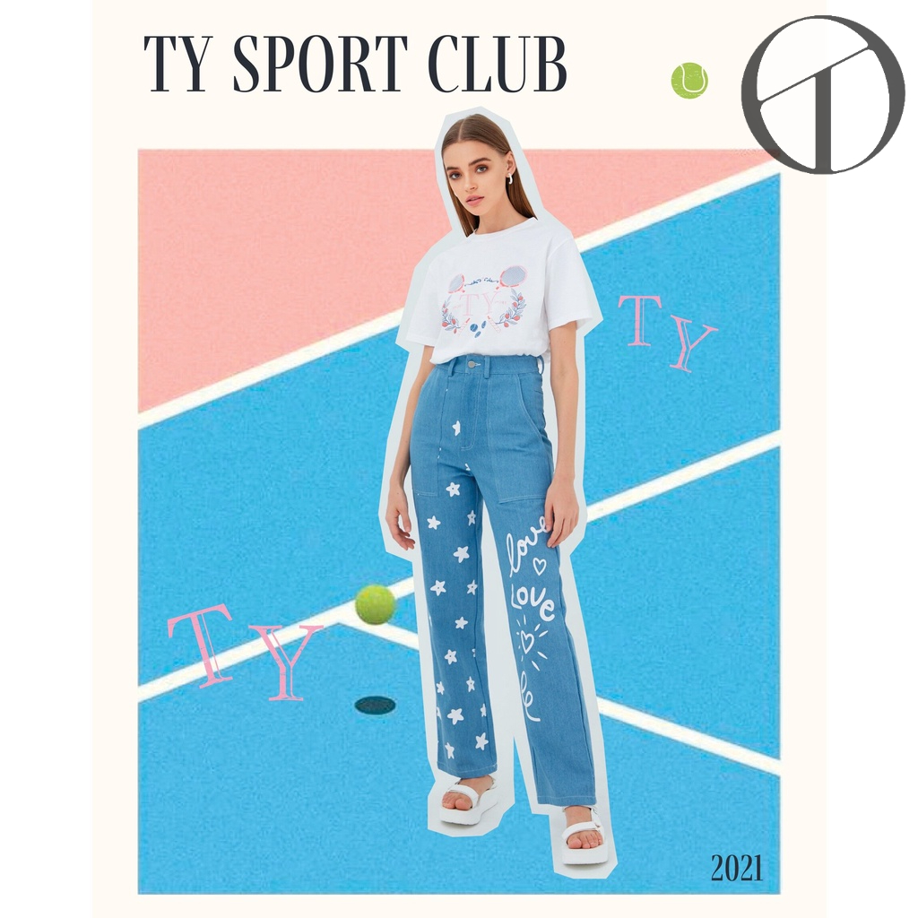 TY SPORT CLUB T-SHIRT 🎾👕 เสื้อยืดสุดเท่ ดีไซน์สปอร์ตลายเทนนิสสุดชิค ใส่แล้วดูมีสไตล์🎾👕