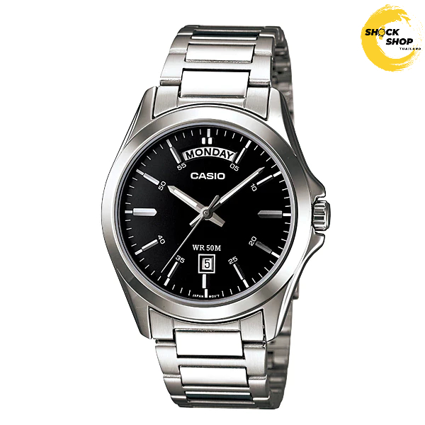 CASIO นาฬิกาข้อมือผู้ชาย รุ่น MTP-1370D-1A1 วัสดุสเตนเลสสตีล สีดำ คาสิโอ