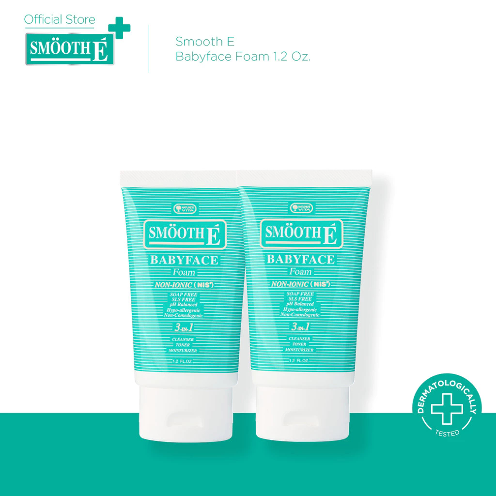 [แพ็คคู่สุดคุ้ม] Smooth E Babyface Foam 1.2 Oz. สมูทอี เบบี้เฟส โฟม pH5 ลดสิวผิวแข็งแรง สำหรับคนผิวมัน เป็นสิว