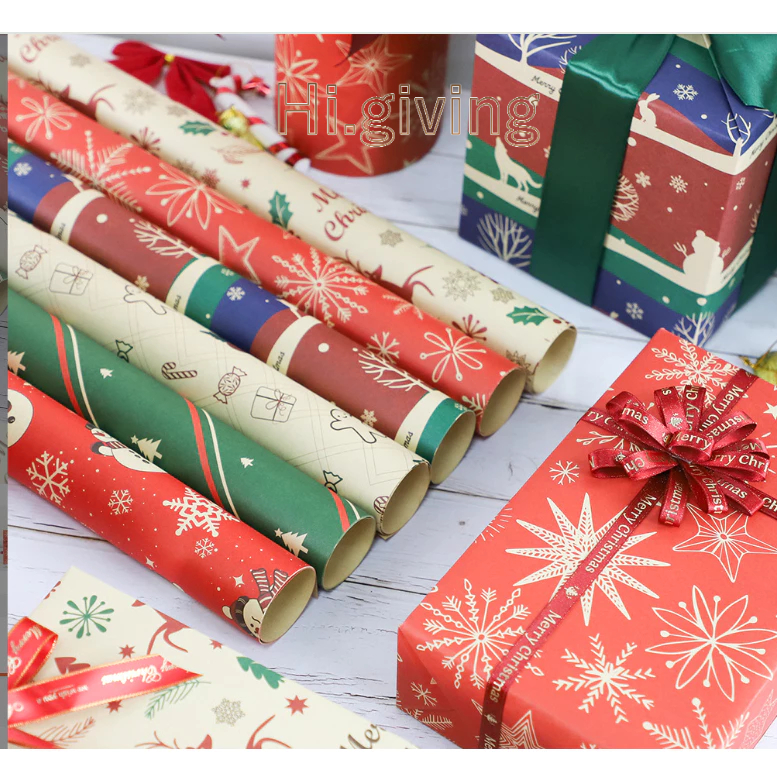 💐HI 💐กระดาษห่อของขวัญ สำหรับห่อกล่องของขวัญของขวัญคริสต์มาส กระดาษคริสมาสต์ (สินค้าราคาถูก)☃️☃️