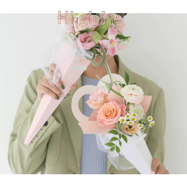 กล่องจัดดอกไม้ สำเร็จรูป DIY สําหรับใส่ช่อดอกไม้ วันวาเลนไทน์ ปิจฉิม  รุ่นหัวใจใหญ่ - รูปที่ 5