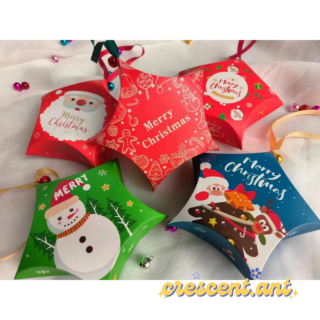🍓CCT🍓 กล่องของขวัญทรงดาว ประดับต้นคริสต์มาส ใส่ขนม ใสคุ๊กกี้ เทศการคริสต์มาส ปีใหม่ merry christmas มีสายห้อย แถมกะดิ่ง - รูปที่ 3