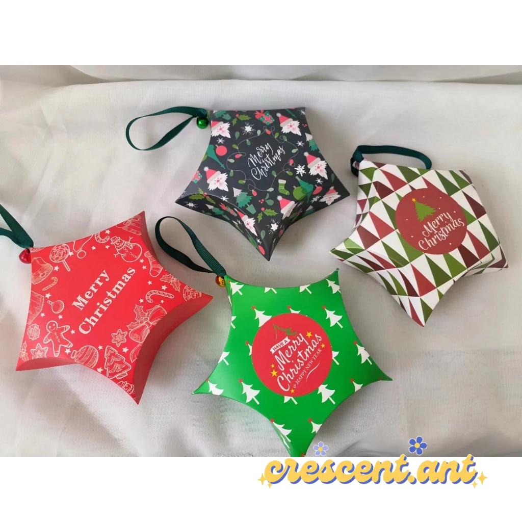 🍓CCT🍓 กล่องของขวัญทรงดาว ประดับต้นคริสต์มาส ใส่ขนม ใสคุ๊กกี้ เทศการคริสต์มาส ปีใหม่ merry christmas มีสายห้อย แถมกะดิ่ง - รูปที่ 2