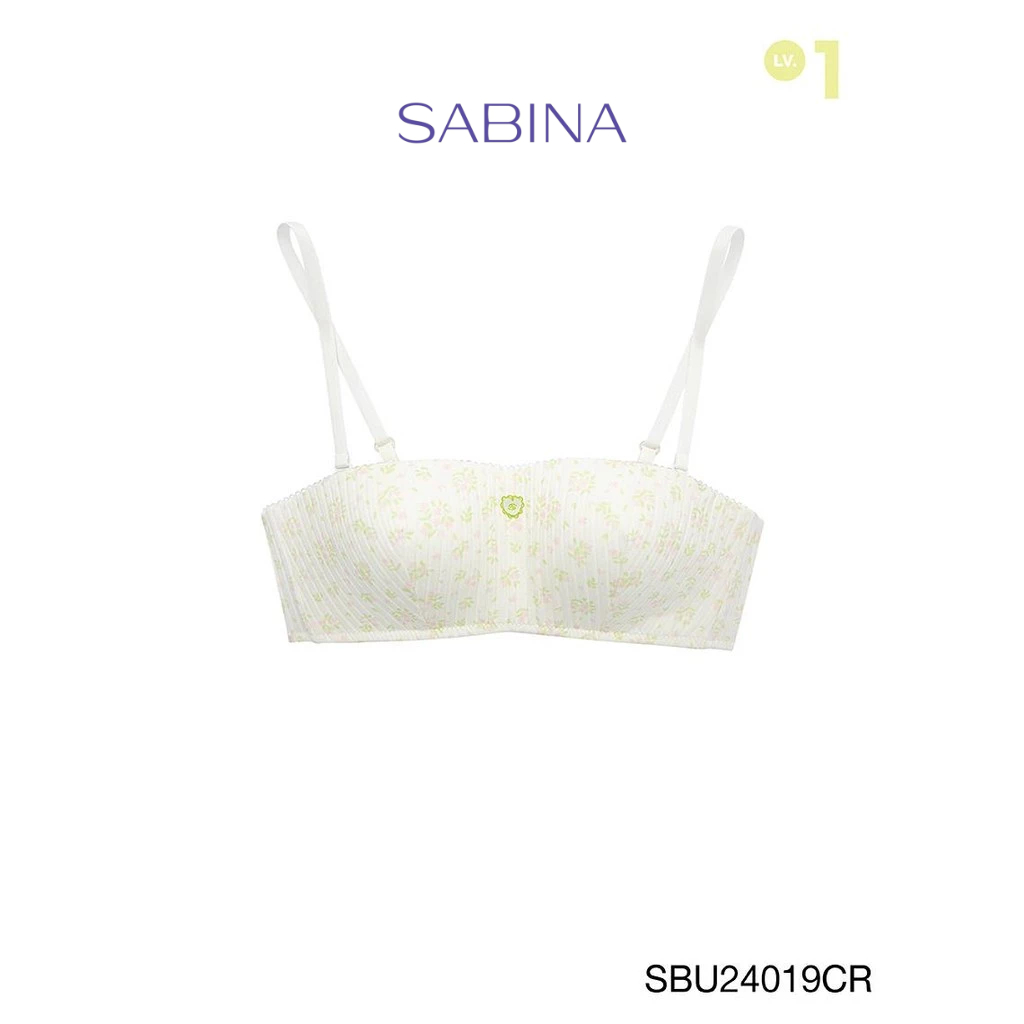Sabina Pretty Perfect Level 1 เสื้อชั้นใน เกาะอก  ไร้โครง รหัส SBU24019CR - สีครีม