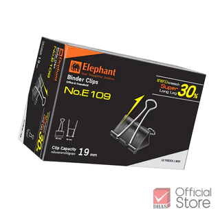Elephant คลิปหนีบกระดาษ คลิปดำ E108 และ E109 จำนวน 1 กล่อง
