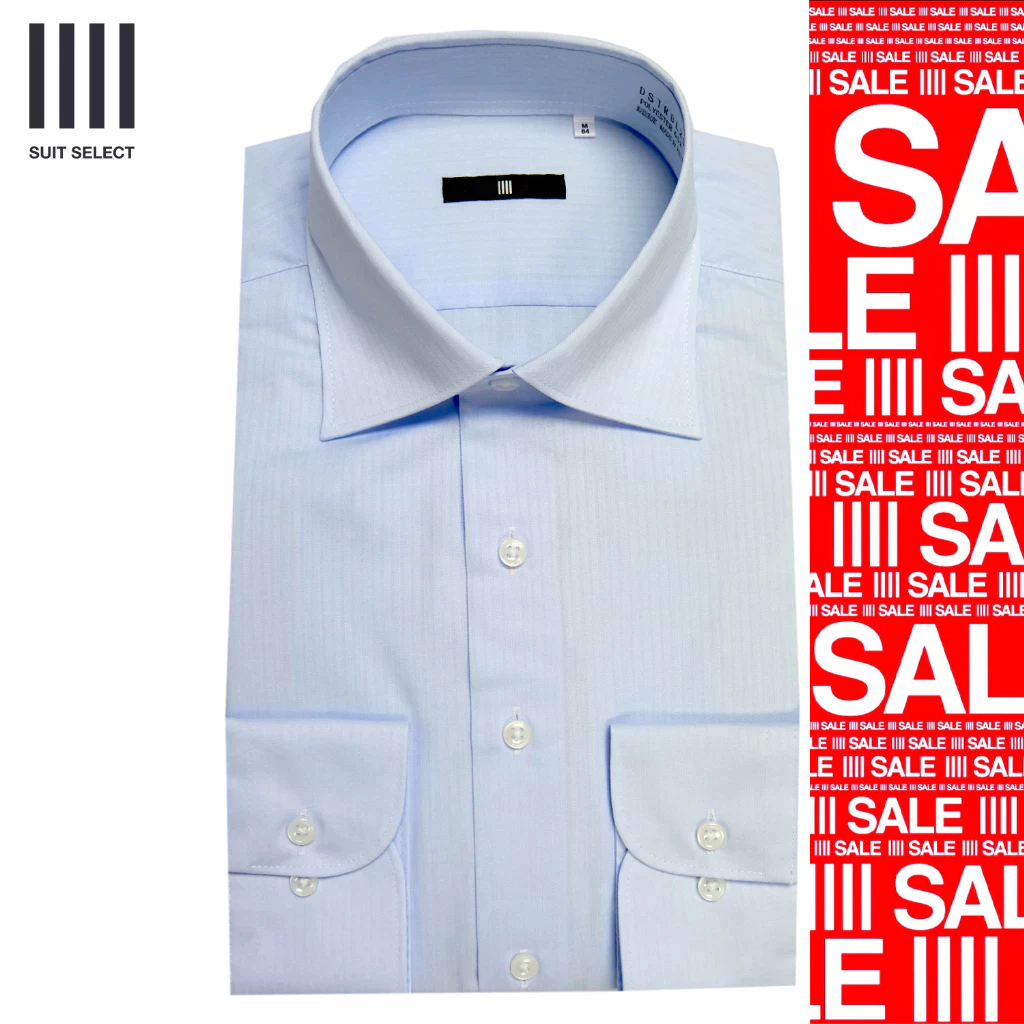 SUIT SELECT Wide Spread Shadow Shirt (Ligth Blue) เสื้อเชิ้ตสีฟ้าแขนยาว - รุ่น 09