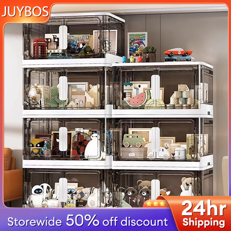 JUYBOS กล่องเก็บของ 120 ลิตร พับได้ ประหยัดพื้นที่ มีล้อ เคลื่อนย้ายสะดวก สำหรับเสื้อผ้าและของใช้