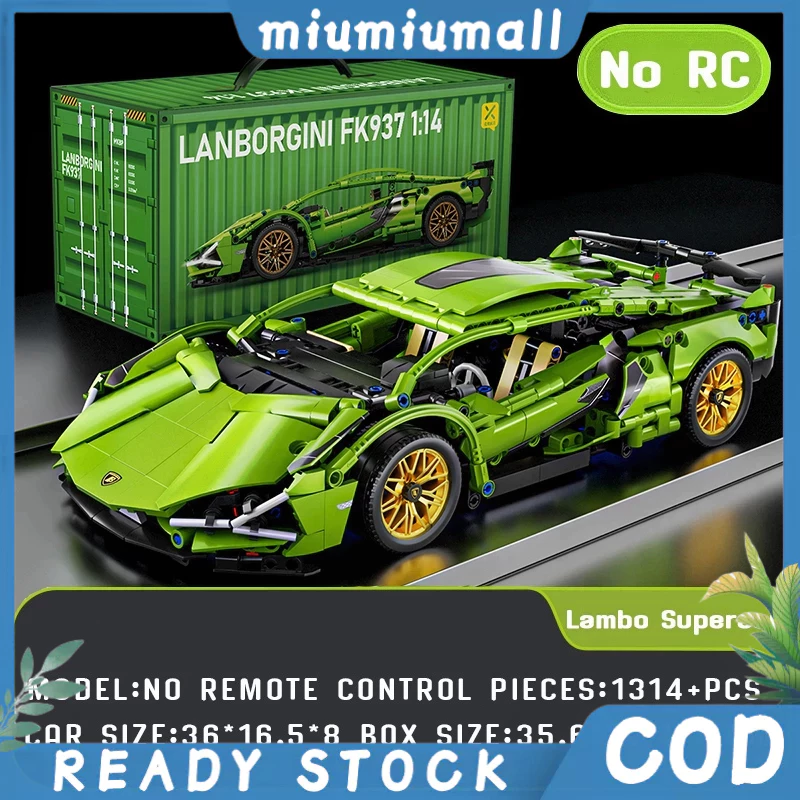 【ราคาถูก COD】1280pcs Lamborghin ตัวต่อ ของเล่นรถ 1:14ขนาดใหญ่ รถของเล่น ของเล่นเด็กผู้ชาย ของขวัญสําหรับเด็กผู้ช