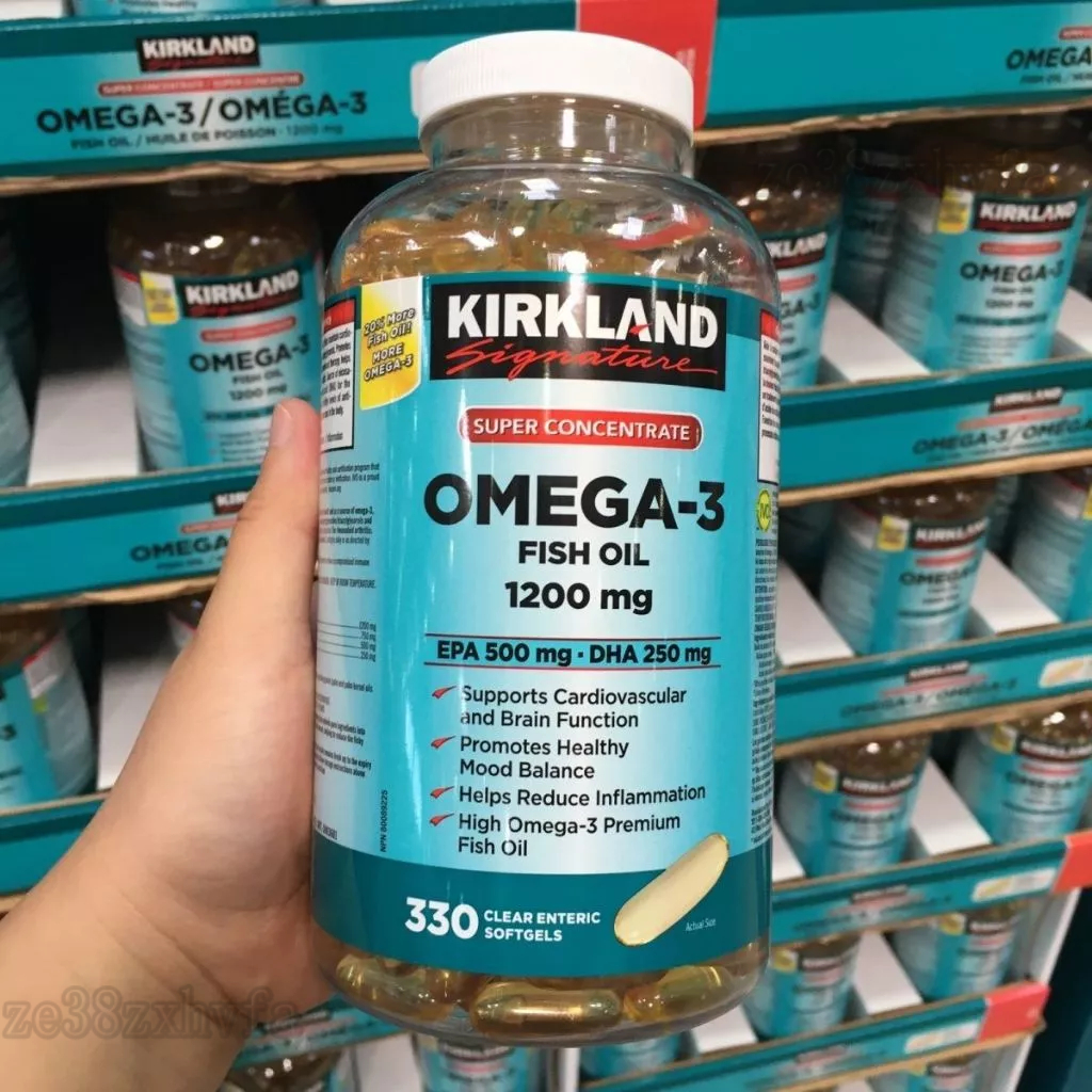 น้ำมันปลา Kirkland Omega-3 1200 มก. 330 ซอฟท์เจล น้ำมันปลา, โคเลสเตอรอล, DHA EPA