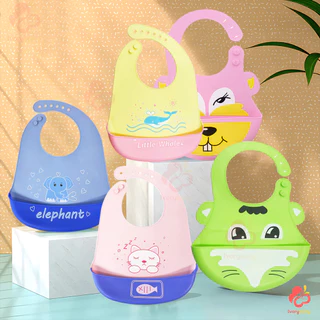 IVORYBABY bib ซิลิโคนกันเปื้อน ทําความสะอาดง่าย ผ้ากันเปื้อนเด็ก ปลอดภัยสำหรับเด็ก กันเปื้อนเด็ก