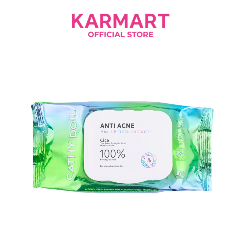 Cathy Doll แอนตี้แอคเน่เมคอัพคลีนซิ่งไวพส์ 30แผ่น เคที่ดอลล์