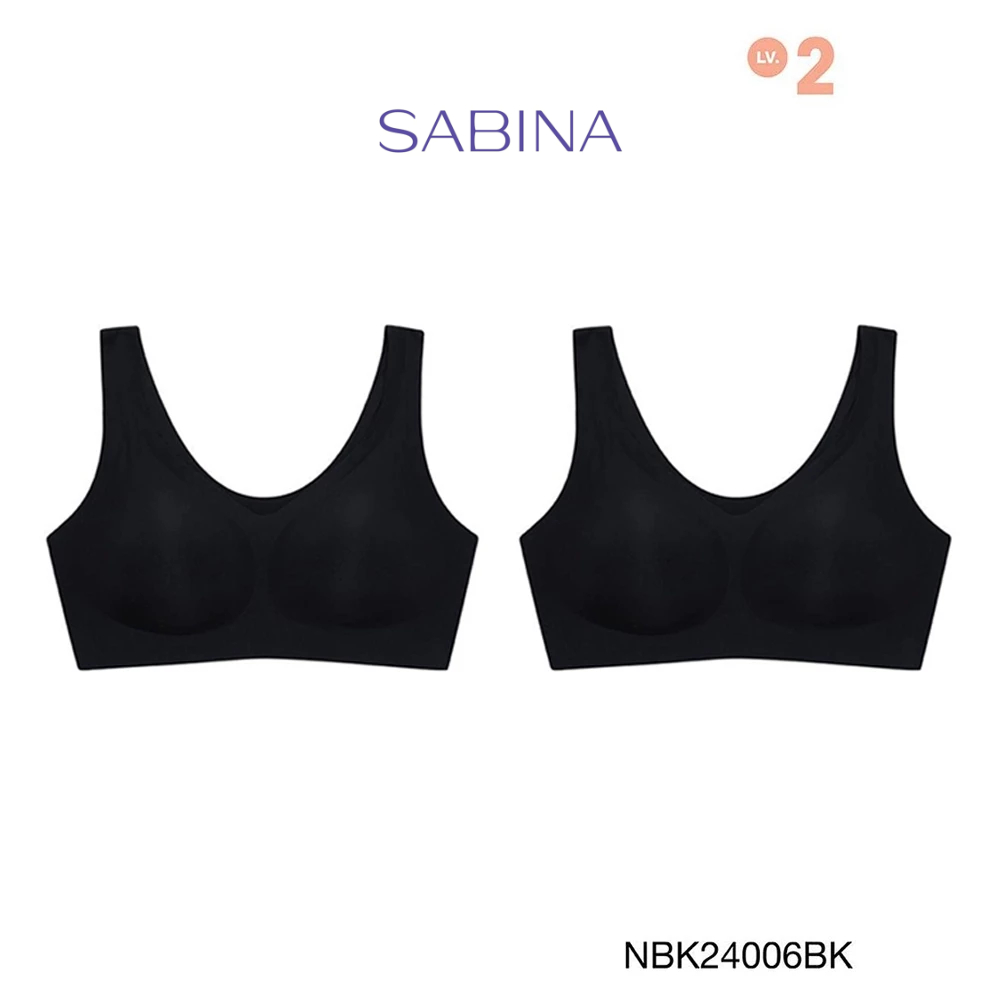[Online Exclusive] Sabina Soft Collection (Set 2 ชิ้น) Level 2 เสื้อชั้นใน ไร้ตะเข็บ ไร้โครง รหัส NBK24006BK - สีดำ