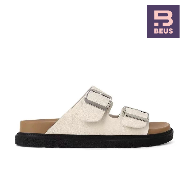 Beus รองเท้าผู้ชาย รุ่นDD รองเท้าแตะหัวเข็มขัด วัสดุยางPVC สายทำจากหนังเทียม พื้นนิ่มเบาใส่สบายเท้าม