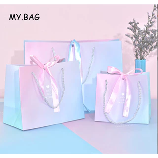 🌷🌷BAG🌷🌷 ถุงกระดาษสีพลาสเทล ใส่ของขวัญ ใส่ตุ๊กตา กระดาษหนาอย่างดี แถมโบว์ผูก