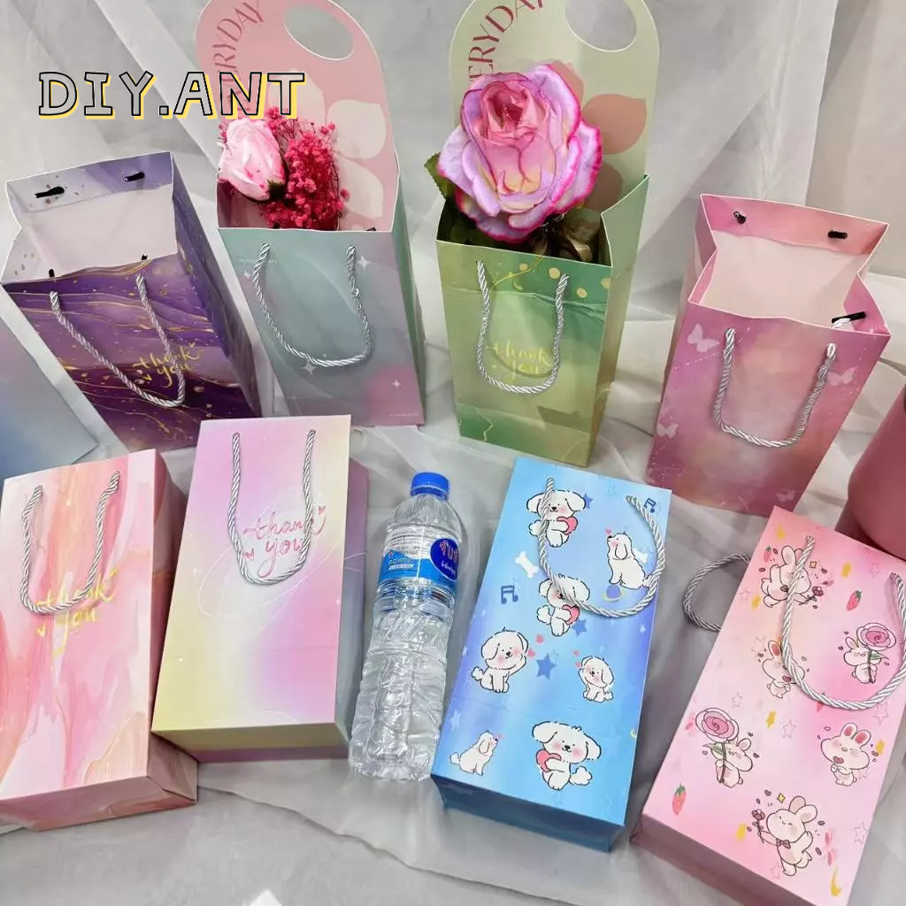 ☑️☑️ราคาถูก แบบใหม่☑️☑️ ถุงกระดาษ ถุงกระดาษทรงสูง ใส่ดอกไม้ ใส่แก้วเยติ หูเกลียว