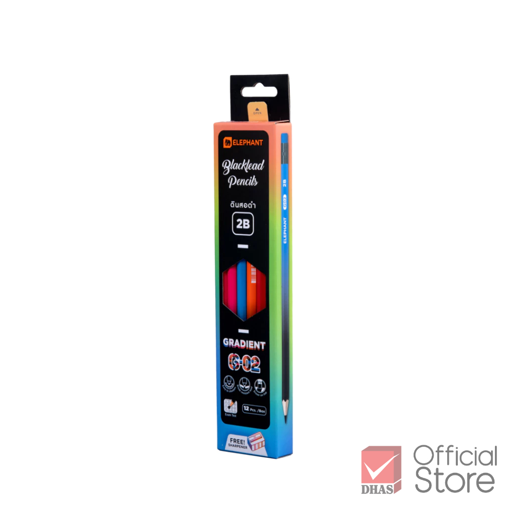 Elephant ดินสอ ดินสอดำ 2B No.G-02 จำนวน 4 แท่ง และ 12 แท่ง