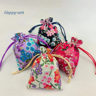 🍊🍊HP🍊🍊 ถุงผ้า หูรูด พิมพ์ลาย ใส่ของขวัญ ของชำร่วย ลายดอกซากุ…