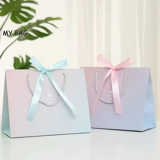 🌷🌷BAG🌷🌷 ถุงกระดาษ ถุงของขวัญ สีฟ้าชมพู สวยๆ พร้อมโบว์ผูก