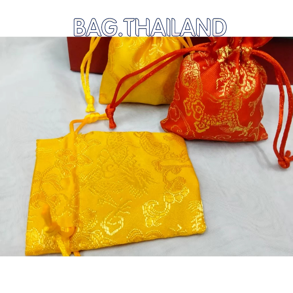 ถุงผ้าหูรูด ถุงสีแดงมงคล ถุงแดงลายมังกร กระเป๋าเชือกรูด ใส่เครื่องประดับของขวัญชำร่วย ใส่ทอง พระ ผ้าจีนนำโชค - รูปที่ 2