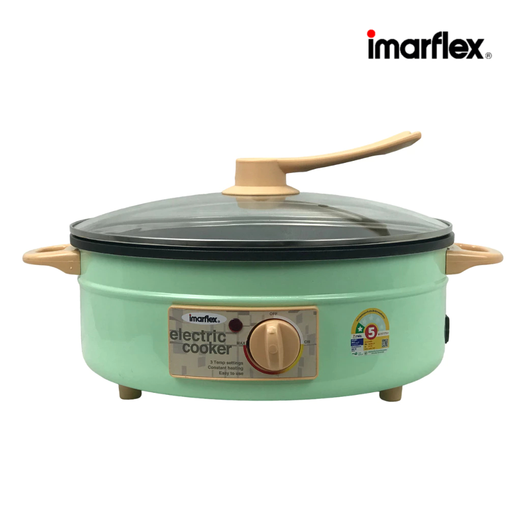 IMARFLEX_11 กระทะไฟฟ้าอลูมิเนียม ฝาแก้ว แบบเคลือบ  ขนาด 3 ลิตร IP-134