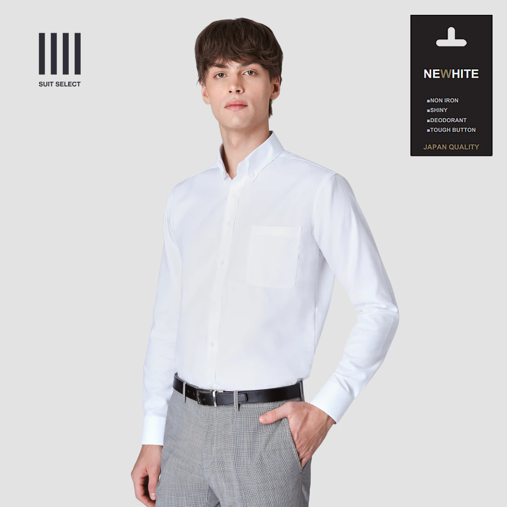 SUIT SELECT NEW WHITE SHIRT (Button Down Collar) เสื้อเชิ้ตสีขาวแบบใหม่ สุดพรีเมี่ยม