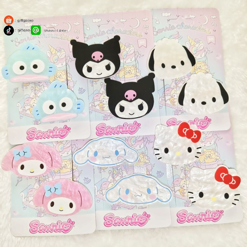 พร้อมส่ง กิ๊บหนีบผมอะคริลิค Sanrio งานหัว เทียบสเกลเหมือนแทร่ ติดซ้าย-ขวา ราคาต่อคู่