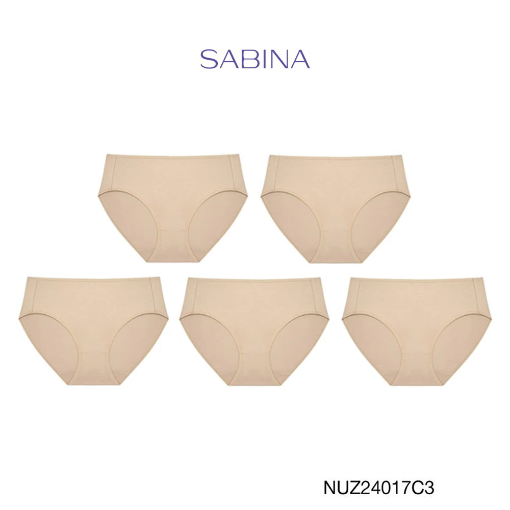 Sabina กางเกงชั้นใน (Set 5 ชิ้น) Microfiber Everyday Series กางเกงในทรงเอวสูงปานกลาง รหัส NUZ24017C3 - สีเนื้อเข้ม