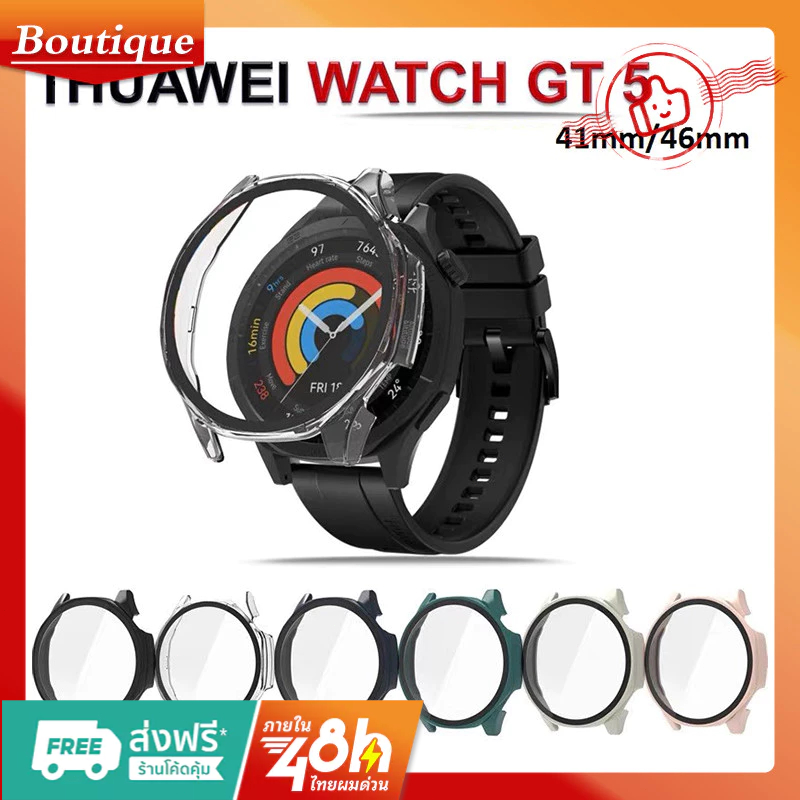 เคสพีซี + กระจกสําหรับนาฬิกา Huawei GT 5 41mm / 46mm สมาร์ทวอทช์ป้องกันหน้าจอเปลือกกันชนนาฬิกา Huawei GT5 ฝาครอบกรณี