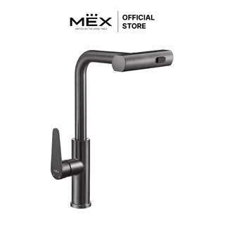 MEX ก๊อกผสมน้ำร้อน-เย็น รุ่น TFP03GM สามารถปรับสายน้ำได้ 3 แบบ ดึงหัวก๊อกออกได้ ชนิดติดตั้งบนเคาน์เตอร์ (สี Grey Metal)