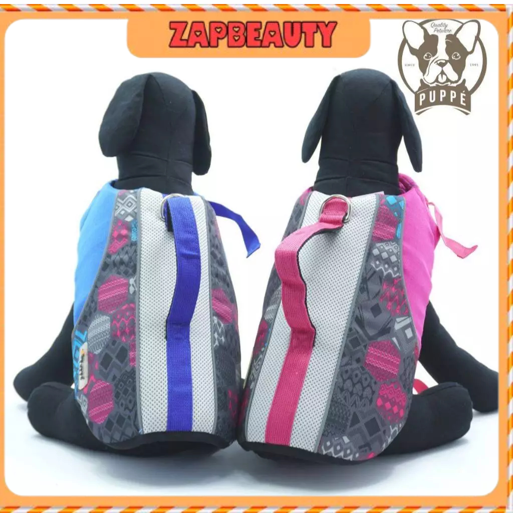 Puppe เสื้อชูชีพสุนัข ไซส์ M รอบอก 60-72เซน น้ำเงินกราฟฟิก  ทรงกระชับ (เสื้อชูชีพสัตว์เลี้ยง  เสื้อช