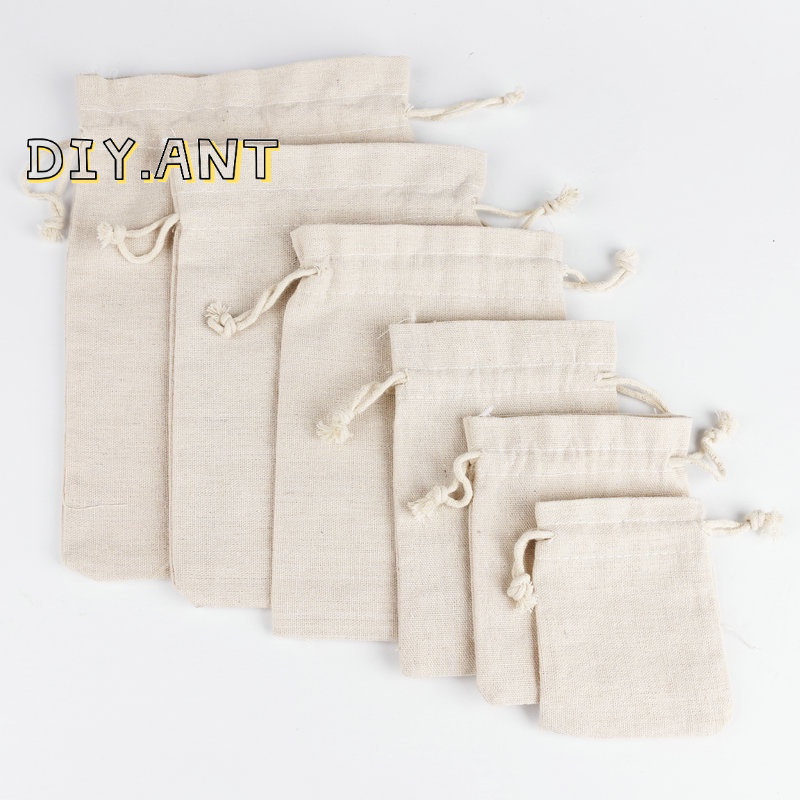 ถุงผ้า สีครีม ผ้าดิบ ใส่เครื่องหอม ใส่ของ มีหลายขนาด (สินค้าพร้อมส่ง)