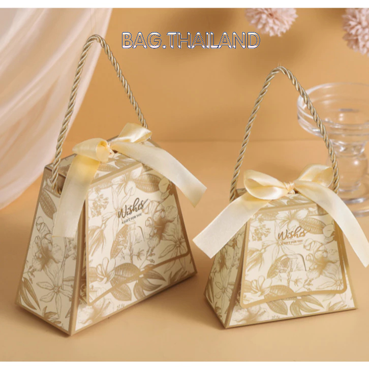 🍒bag🍒กล่องใส่ของชำร่วย กล่องของขวัญ กล่องน่ารัก ทรงเป๋า ลายดอกไม้ รุ่นใหม่ พร้อมส่งค่ะ