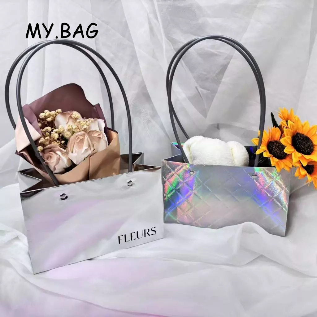 BAG  ถุงกระดาษ หนาพิเศษ ใส่ของขวัญ ใส่ของรับไหว้ สีเงิน มีหลายสี 22*10*26 cm