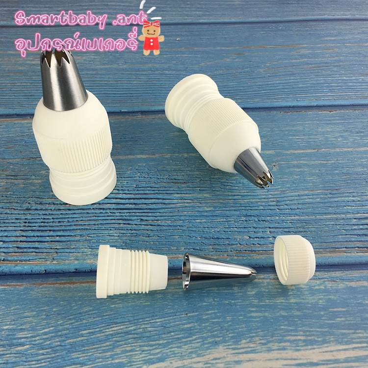 🍑BY🍑ตัวล็อคหัวบีบครีม ตัวล็อคหัวบีบ ตัวล็อคหัวบีบเค้ก สีเบจมีสองขนาด M-L พลาสติกดี - รูปที่ 2