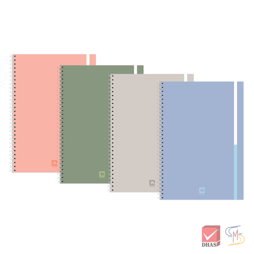 Elephant ตราช้าง สมุดริมลวด A5 60G 40S W-112R  (คละสี) จำนวน 1 เล่ม