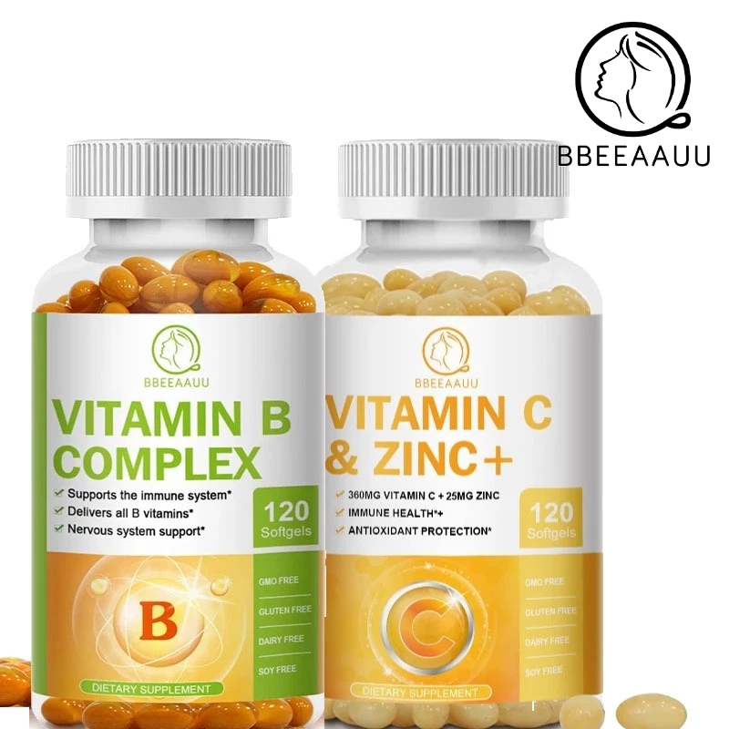 BEAU  วิตามินซี  vitamin c 360 มก. สังกะสี zinc 25 มก+VITAMIN B COMPLEX ,B6,B12,CoQ10,All 8 Vitamins,120 แคปซูล