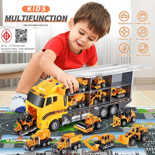 🚚รถของเล่น รถบรรทุก รถดับเพลิง ของเล่นเด็กรถบรรทุกตู้คอนเทนเ…