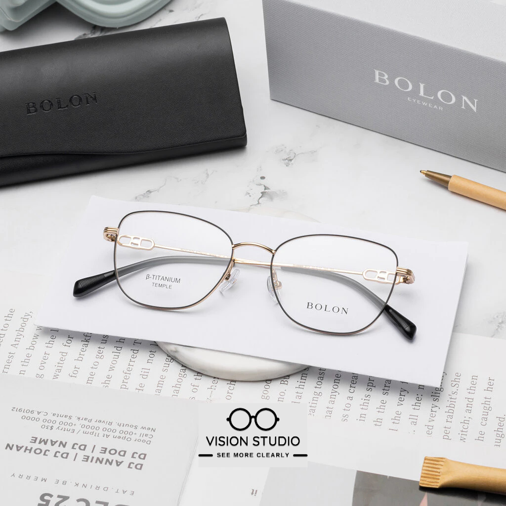 แว่นสายตา BOLON รุ่น BH7008 B12 Black / Gold โบลอน กรอบแว่น สายตาสั้น สายตายาว กรองแสง แท้  ส่งฟรี