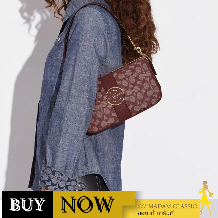 Coach กระเป๋าสะพายข้าง C8306 LONNIE BAGUETTE IN SIGNATURE JACQUARD (IMWIN) BY:Madamclassic