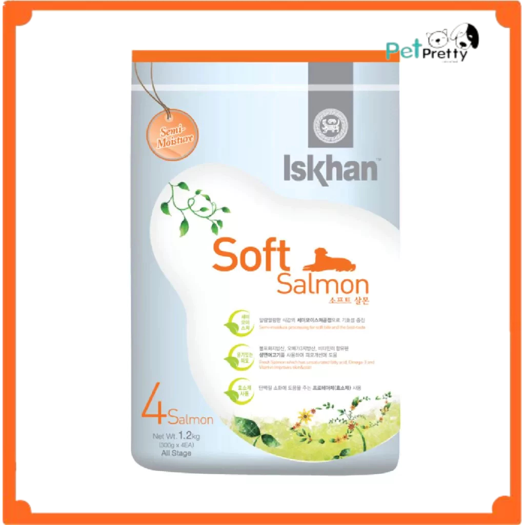 (1.2kg) Iskhan Dog อาหารสุนัข อิสคาน เม็ดนิ่ม 2รสชาติ นำเข้าจากเกาหลี สุนัขโต มี4ถุงย่อย