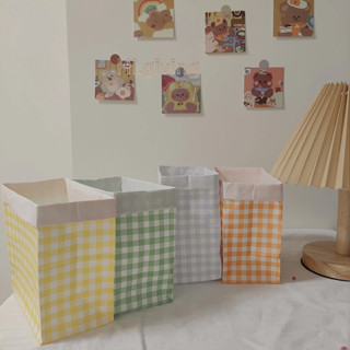 ถุงขนม ถุงใส่ของน่ารัก กระดาษน่ารักลายตาราง หลากสี ขยายข้างไ…