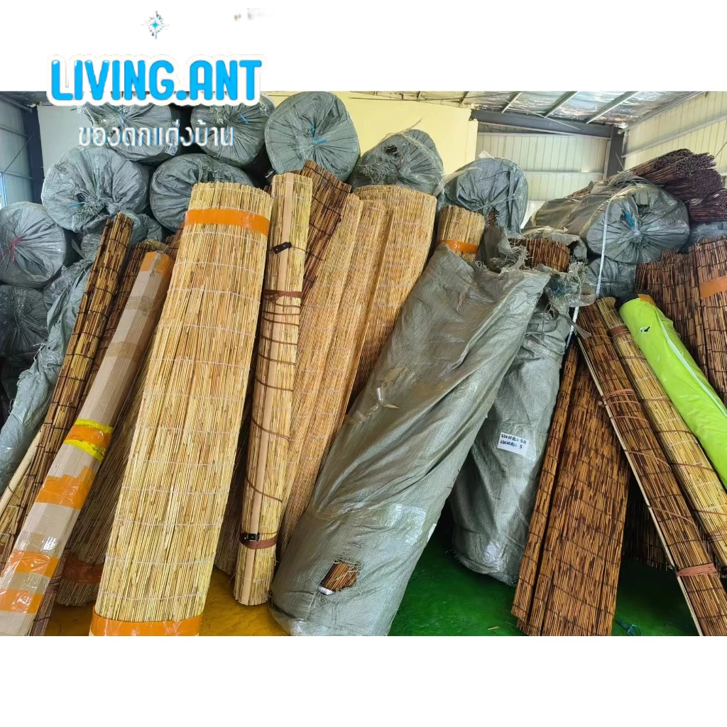 🍀Living🍀มู่ลี่ไม้ ผ้าม่าน ม่านประตู ผ้าม่านไม้ไผ่ทําด้วยกกที่สามารถยกและลดระดับได้ มีให้เลือก 2 สี - รูปที่ 3