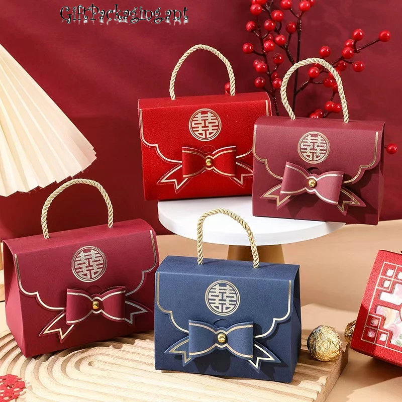 giftpackaging   กล่องของขวัญ กล่องใส่ของชำร่วยงานแต่ง กล่องของขวัญสีแดง สไตล์จีน3สี