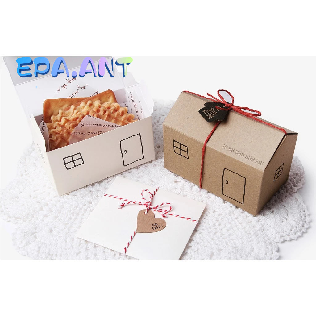 กล่องขนมทรงบ้าน ใส่คุกกี๊  กล่องคุกกี้ กล่องเบเกอรี่ ฟู้ดเกรด ขนม เบเกอรี่