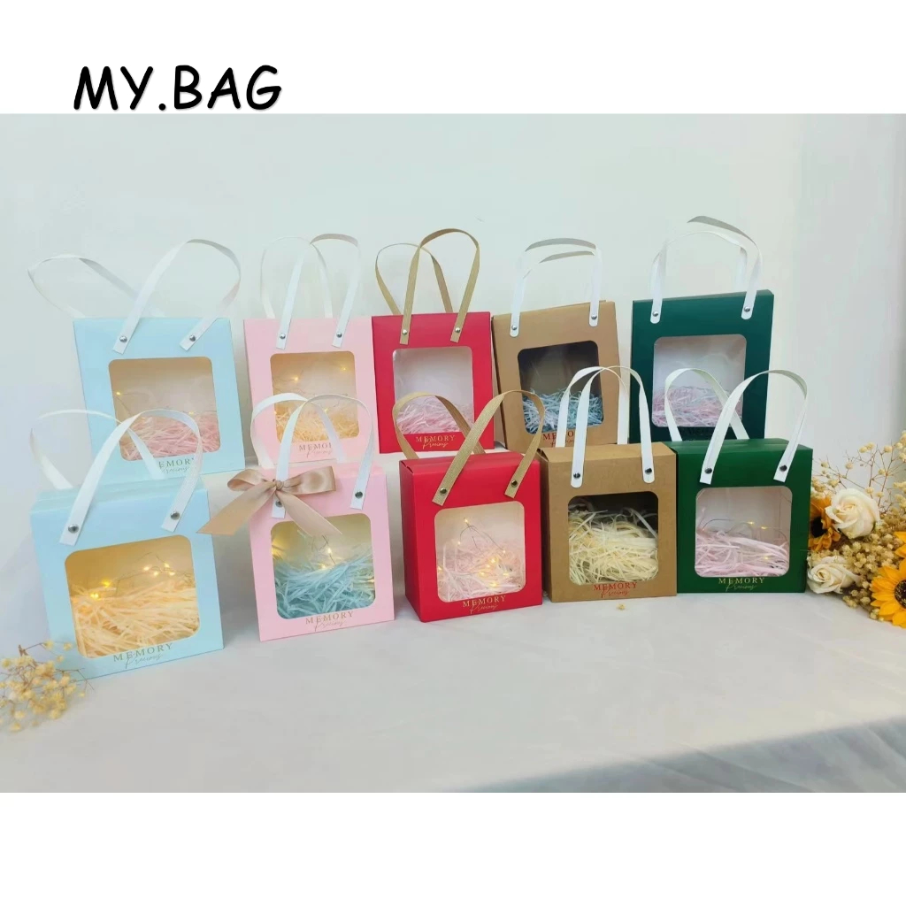 🧸🧸BAG🧸🧸 ถุงกระดาษ ถุงหน้าใส หูแข็ง กล่องกระดาษ ใส่ของขวัย ดอกไม้ ตุ๊กตา (สินค้าพร้อมส่ง)