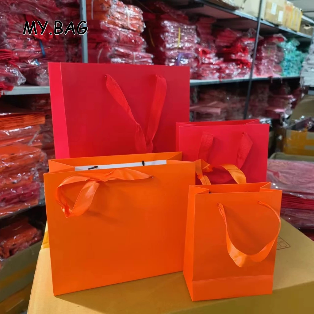 🧸🧸BAG🧸🧸 ถุงกระดาษ หูหิ้ว ถุงช้อปปิ้ง รับไหว้ สีแดง สีส้ม (สินค้าพร้อมส่ง)
