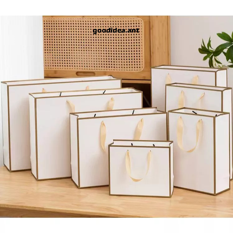 GIDA✏️ถุงกระดาษ ถุงใส่ของขวัญ ถุงกระดาษมีหูหิ้วริบบิ้นสีทอง พร้อมจัดส่งทันที