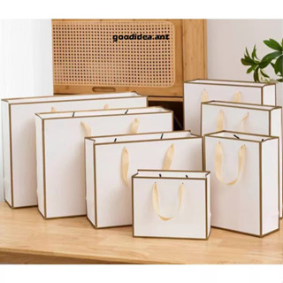 GIDA✏️ถุงกระดาษ ถุงใส่ของขวัญ ถุงกระดาษมีหูหิ้วริบบิ้นสีทอง …