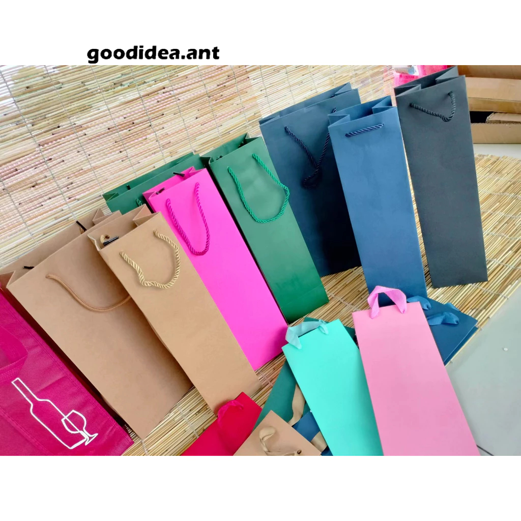 GIDA✏️ พร้อมส่ง ถุงไวน์ กระดาษใส่ขวด ถุงกระดาษคราฟท์ทรงยาวใส่ของ