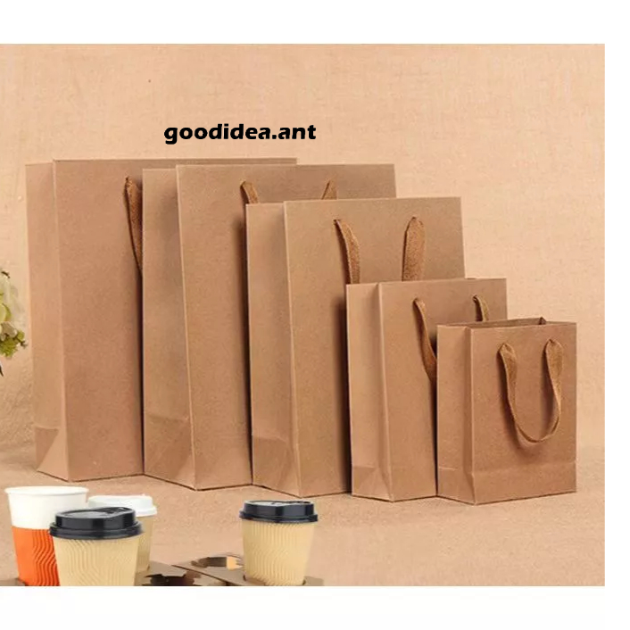 GIDA✏️ ถุงกระดาษคราฟท์  ถุงใส่ของ ถุงกระดาษหูหิ้วริบบิ้น บรรจุภัณฑ์ ของขวัญ